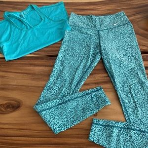 Nike dry fit aqua yoga pant + zella tank